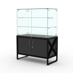 Торговый стеклянный прилавок "ЛОФТ СТИЛЬ" №107 (с дверками), Черный