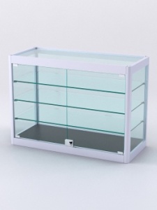 Витрина из профиля настольная "ВАЙБ" №3-3П-С-300 (задняя стенка Стекло), Черный