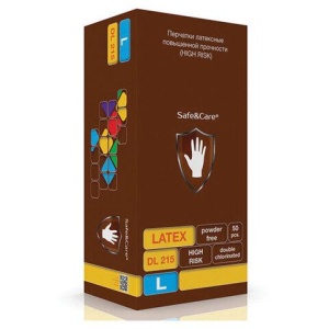 Перчатки латексные смотровые 25 пар (50шт) сверхпрочные р L(большой) S&C High Risk DL