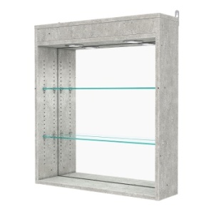 Витрина настенная с регулировочными полками №1-4Г-РЕГ с зеркалом и с подсветкой, Метрополитан Грей