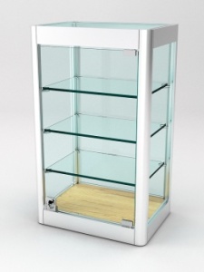 Витрина из профиля настенная "ВАЙБ ИКС" №6-3П-С-220 (задняя стенка Стекло), Дуб Золотистый