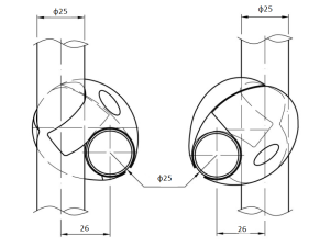 Крепёж двойной левый, R-6SX (JK 31 LEFT), хром