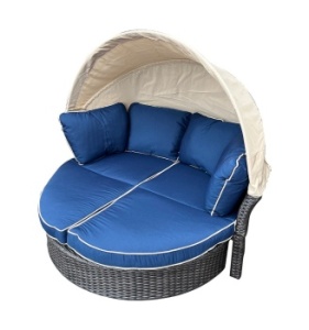 "Амальфи" плетеная кровать-трансформер, цвет коричневый, подушки голубыецвет коричневый