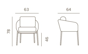 Кресло плетеное с подушками Elba антрацит, коричневый, темно-серый