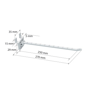 Крючок одинарный SINGLE HOOK-EP-250, белый, на экономпанель, длина 250 мм