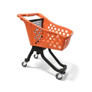 Пластиковая покупательская тележка детская 25 литров, оранжевая, задняя стенка черная