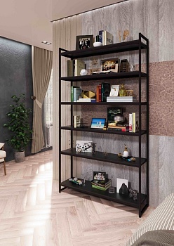 Стеллаж лофт ПЧ-2012Ч с черными полками