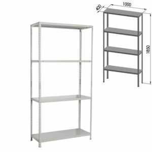 Стеллаж металлический BRABIX "MS KD-185/40-4", 1850х1000х400 мм, 4 полки, сборная стойка, 291115, S240BR144402