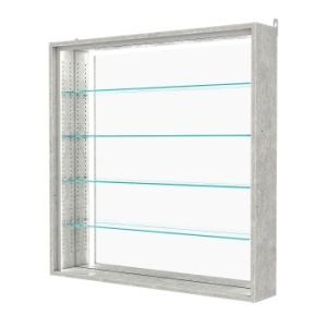 Витрина настенная с регулировочными полками №4-2Г-РЕГ-П с зеркалом, Метрополитан Грей