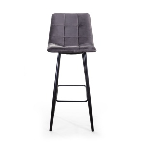 Стул барный Уно, бархат серый 27 / чёрный конус
