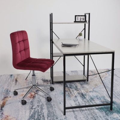 Стол письменный ONYX, со стеллажом, бетон/черный металл, 1200*600*750(1220)