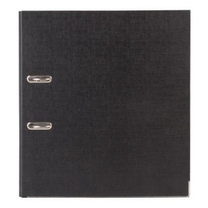 Папка-регистратор BRAUBERG с покрытием из ПВХ, 80 мм, с уголком, черная (удвоенный срок службы), 227189