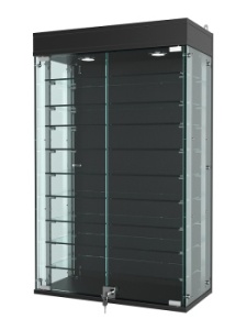 Витрина "АТРИУМ" с регулировочными полками настенная №2А-2Г-РЕГ, Черный