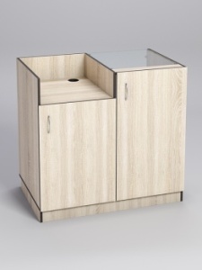 Прилавок под кассу "ТОРГОВЫЙ" №7 с дверкой, Дуб Сонома, кромка Дуб Венге