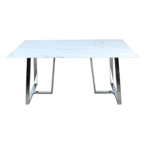 Стол обеденный Даллас белый/ стеклянный