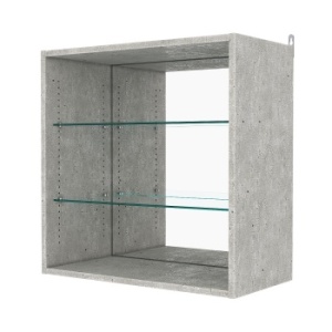 Витрина настенная с регулировочными полками №1-2ГГ-РЕГ с зеркалом, Метрополитан Грей