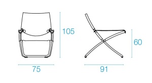Кресло-шезлонг металлическое Snooze сапфировый синий, небесный голубой