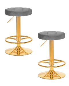 Набор 2 шт Табурет барный DOBRIN BRUNO GOLD, серый велюр (MJ9-75)