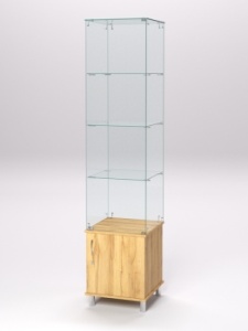 Витрина стеклянная "ПРИМА МОДЕРН" №6 (с дверкой, задняя стенка - стекло), Дуб Золотистый