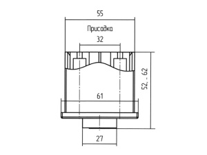 Опора Кубо Неро, регулируемая, 55х55, H52-62, пластиковая, черный матовый