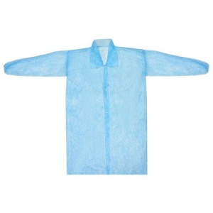 Халат одноразовый голубой на кнопках КОМПЛЕКТ 10 шт, XL, 110 см, резинка, 20 г/м2, СН