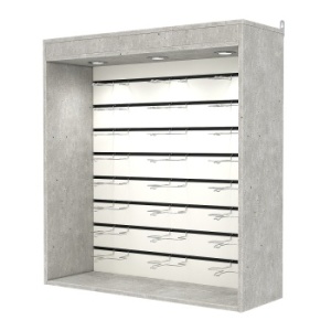 Витрина настенная №4-2ВГ с экономпанелью, без полок, с подсветкой, Метрополитан Грей