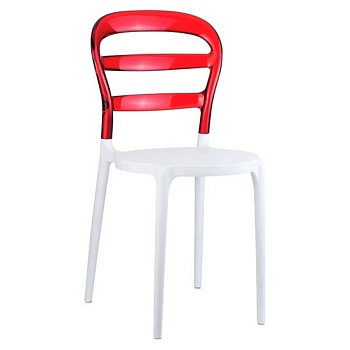 Стул пластиковый Miss Bibi, белый, красный
