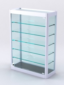 Витрина из профиля настольная "ВАЙБ" №2-5П-С-200 (задняя стенка Стекло), Черный