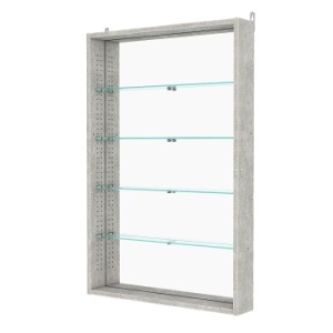 Витрина настенная с регулировочными полками №2-2ГУ-РЕГ с зеркалом, Метрополитан Грей