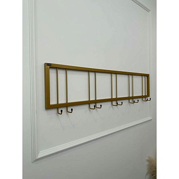 Вешалка настенная металлическая с крючками -115 (золото)