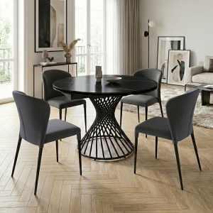 Стол круглый раскладной Лава (120+30+30), керамика матовая Black Gold