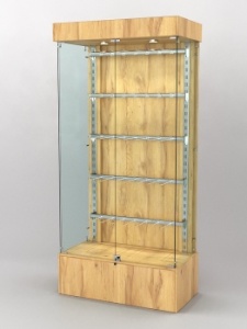 Витрина "КАЛЛИСТА" №3-1 с регулируемыми навесными элементами (задняя стенка - ДСП), Дуб Золотистый