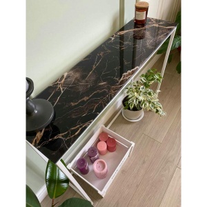 Журнальный столик стекло под мрамор бурый/каркас белый цена 11 200 ₽ Журнальный столик стекло под мрамор бурый/каркас белый