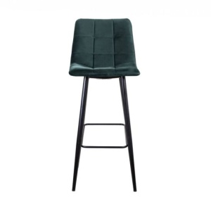 Стул барный UNO бархат зелёный / чёрный конус