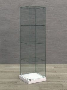 Витрина стеклянная "КРАСА ХИТ ПРОДАЖ" №1 (с дверкой, задняя стенка - стекло), Белый