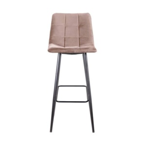 Стул барный UNO бархат бежевый / чёрный конус