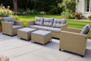 "Бостон" лаунж-зона из искусственного ротанга, цвет соломенный (К)цвет соломенный