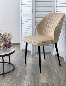 Стул СИЭТЛ -В (SEATTLE-V) БЕЖЕВЫЙ #5, велюр / черный каркас