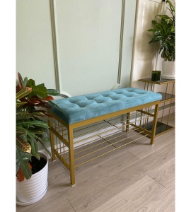 Банкетка Сканди-96-2 (бирюзовый/золото)