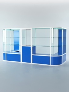 Павильон торговый из профиля пристенный №11б, Делфт голубой U525 ST9 + Белый