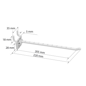 Крючок одинарный SINGLE HOOK-MP - 200 белый, в перфорацию, длина 200 мм