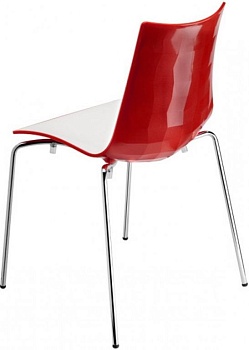 Стул пластиковый Zebra Bicolore 4 legs хром, белый, красный