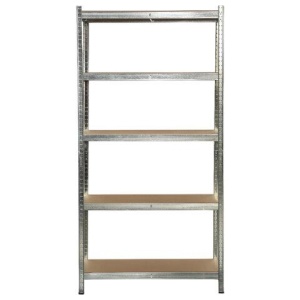 Стеллаж металлический BOOMHOUSE (БУМХАУС) безболтовой, 2000x1000x500 мм, 5 полок МДФ, нагрузка на стеллаж до 875 кг, серебристый, 291415
