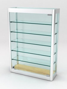 Витрина из профиля настенная "ВАЙБ ИКС" №2-5П-С-170 (задняя стенка Стекло), Дуб Золотистый