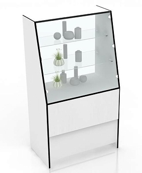 В-40 Витрина торговая большая для магазина цвет Белый с черной кромкой