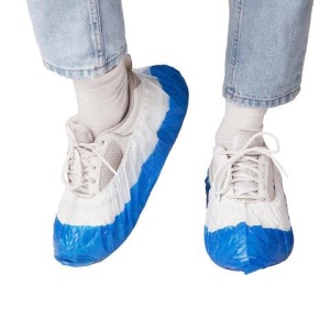 Бахилы двойные, КОМПЛЕКТ 1900 шт. (950 пар), СТАНДАРТ, 39х14 см, 28 мкм, 2,6 г, бело-синие, ELEGREEN, ПНД-7/7/1р-Б-С