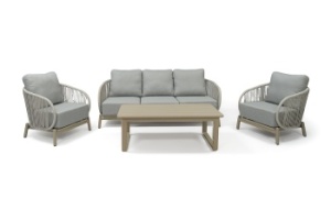 "Прато" лаунж-зона из искусственного ротанга на 5 персон, цвет светло-серыйцвет светло-серый