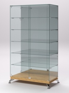 Витрина стеклянная "ПРИМАВЕРА КЛАССИК" №507 (с дверками, задняя стенка - зеркало), Дуб Золотистый