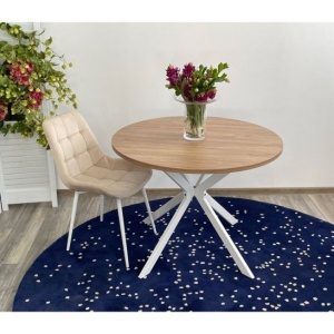 Стол Вега D100, Дуб Канзас/ белый каркас