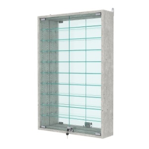 Витрина настенная с регулировочными полками №2-6А-РЕГ с зеркалом, Метрополитан Грей